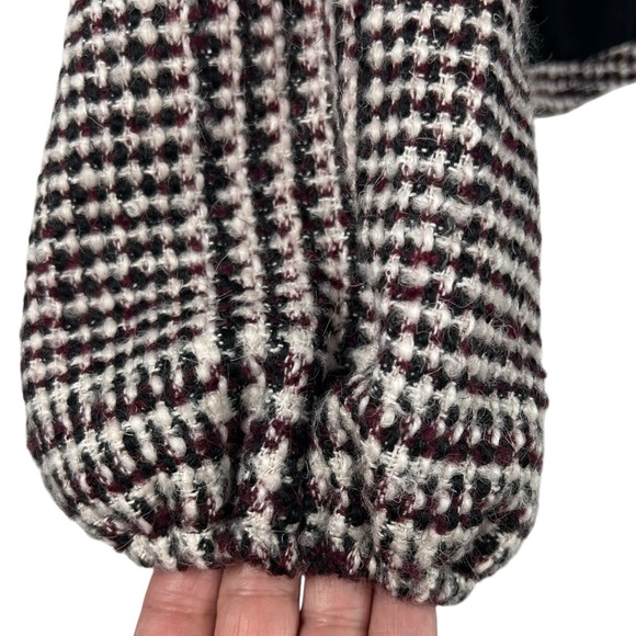 LINE + DOT Plaid Wool Tweed Crop Asymmetrical Balloon Sleeve Top Size Small - Picture 4 of 8